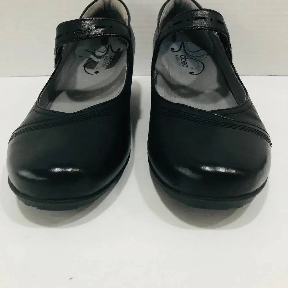 Abeo Black Mary Jane Shoes Women 8N Leather Whimsigoth Minimalist Goth‎ Witchy
